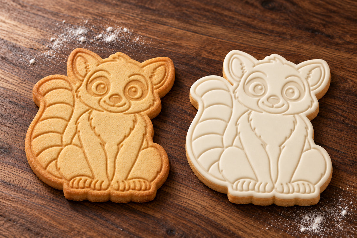 Lemur plain and white fondant cookie examples