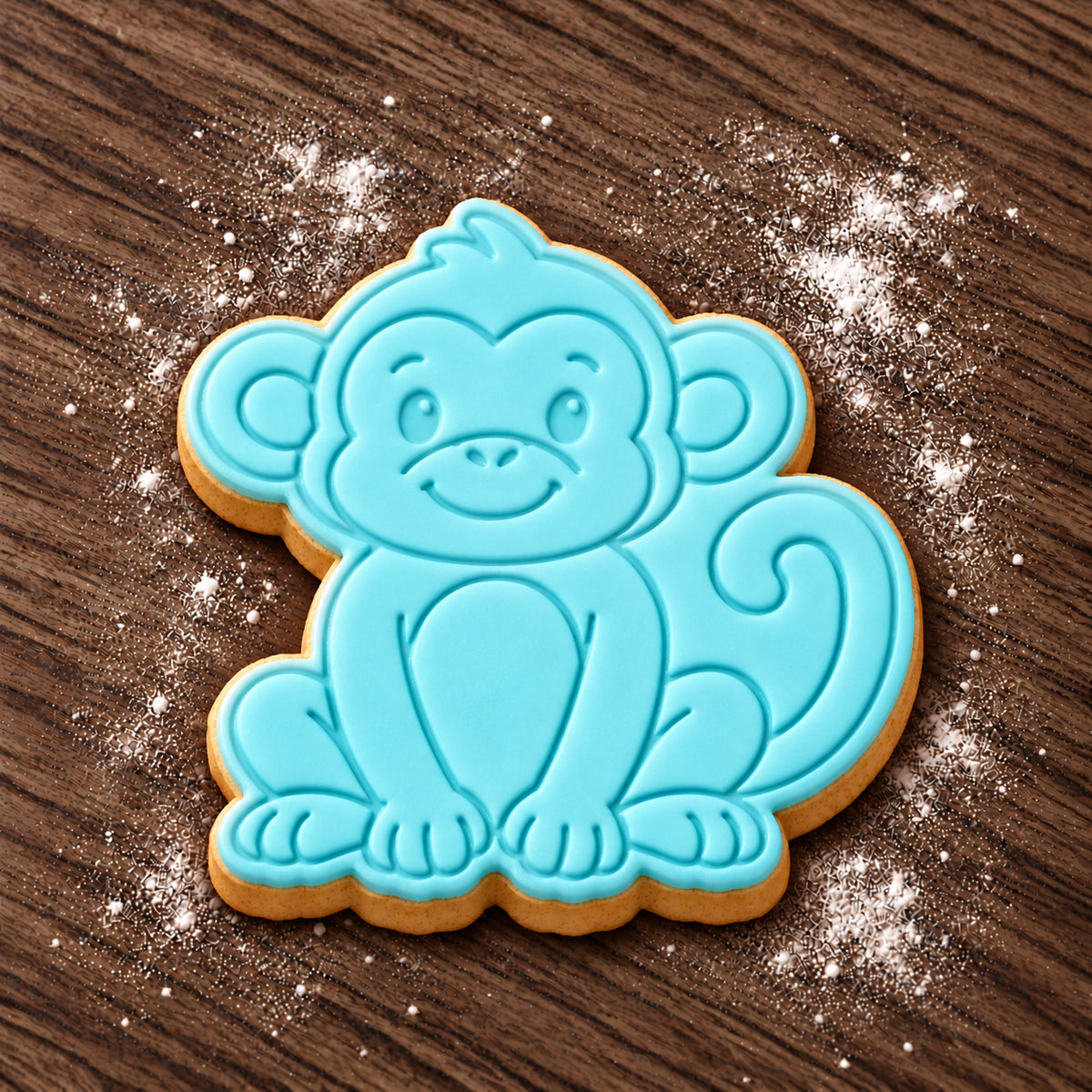 Monkey decorated fondant cookie