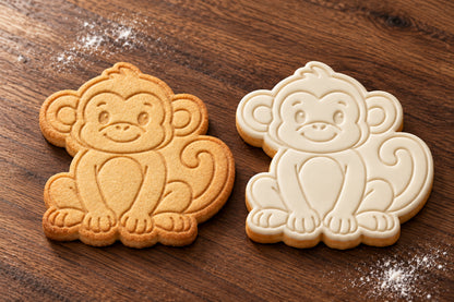 Monkey plain and white fondant cookie examples