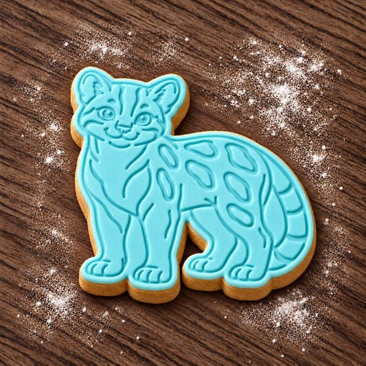 Ocelot decorated fondant cookie