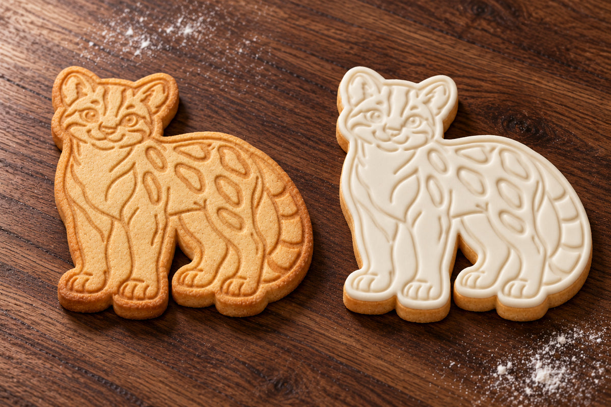Ocelot plain and white fondant cookie examples