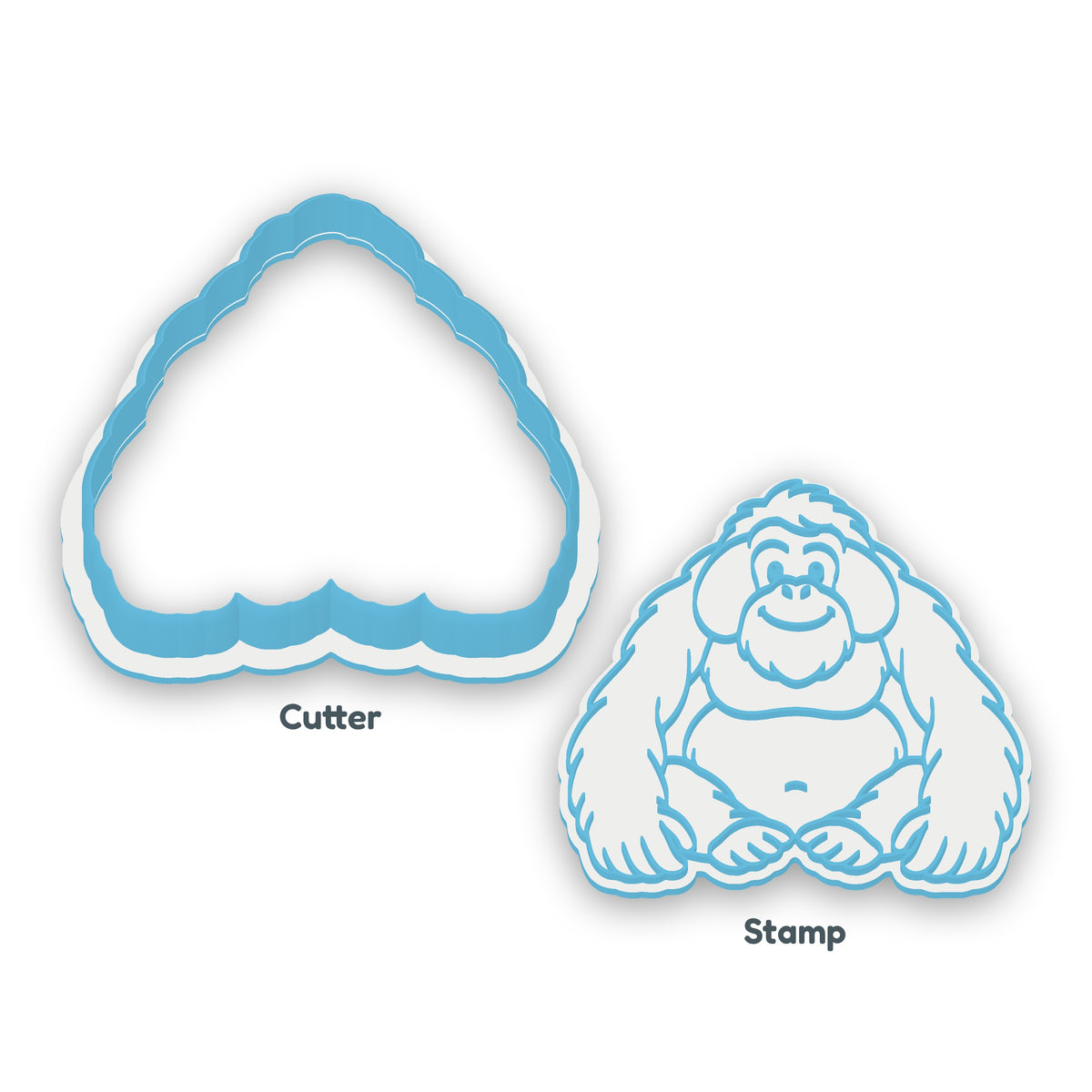 Orangutan separate cookie cutter and matching embosser
