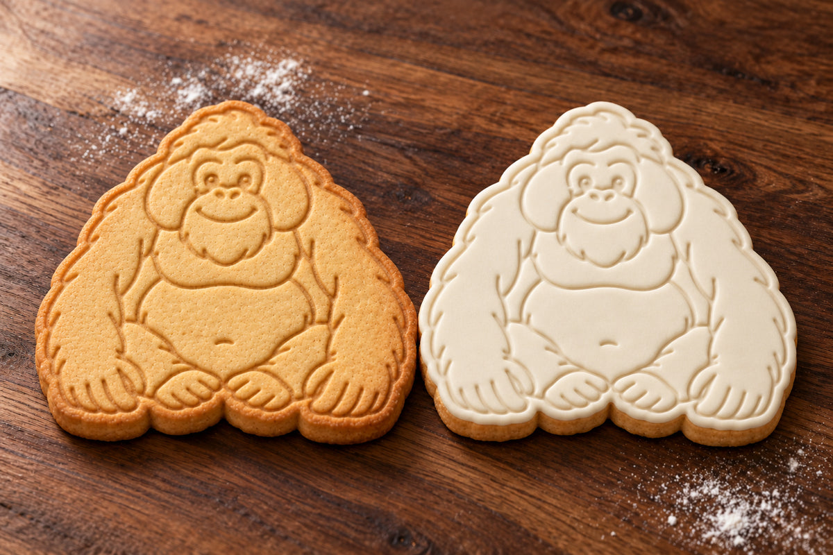 Orangutan plain and white fondant cookie examples