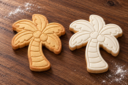 Palm Tree plain and white fondant cookie examples