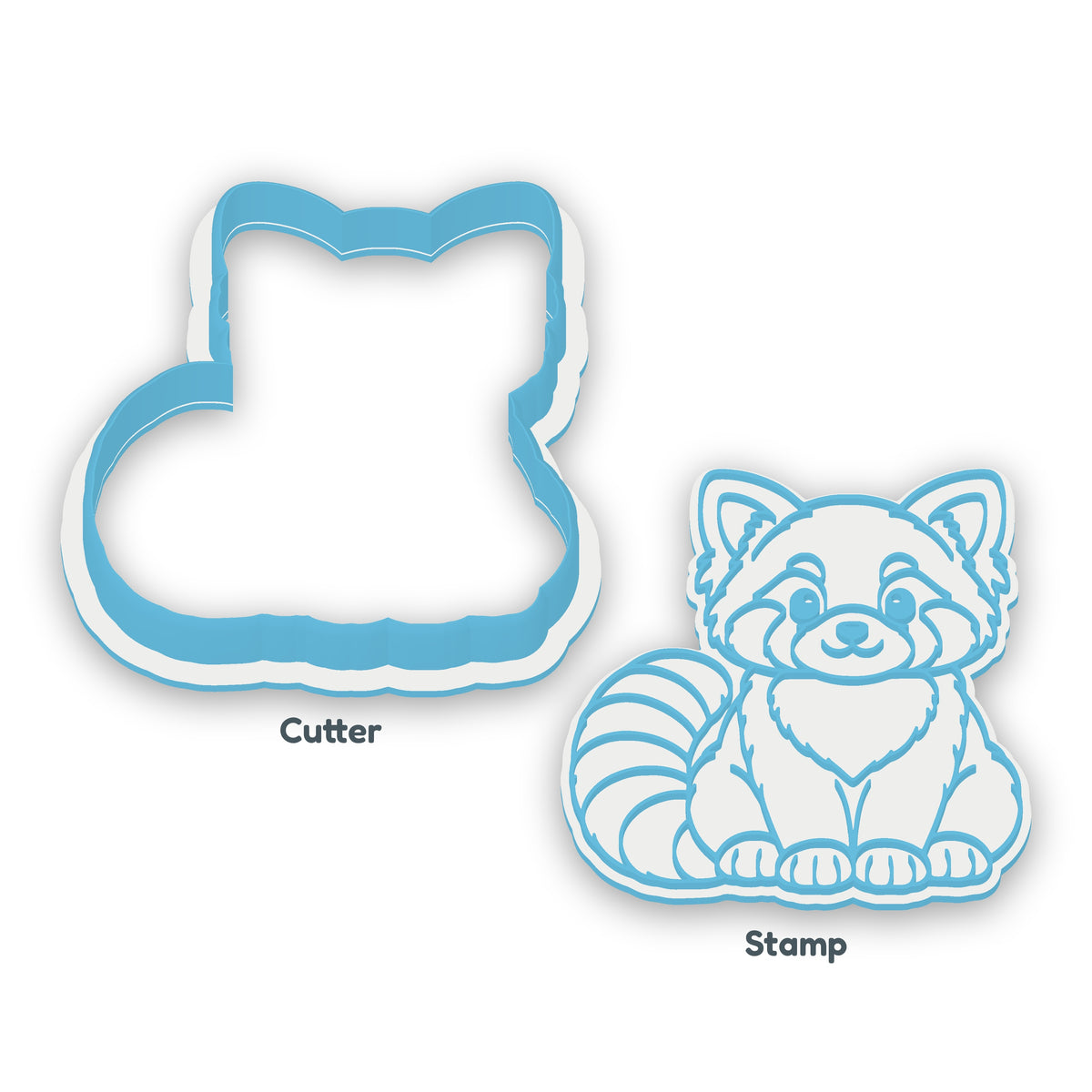 Red Panda separate cookie cutter and matching embosser