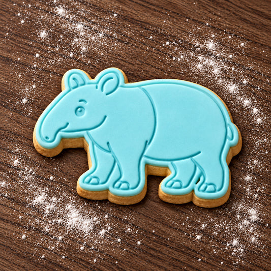 Tapir decorated fondant cookie