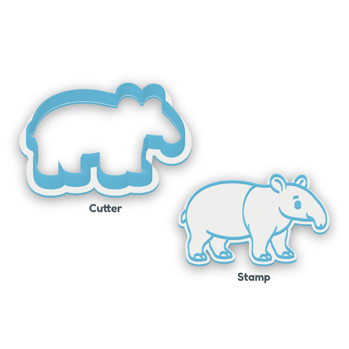 Tapir separate cookie cutter and matching embosser