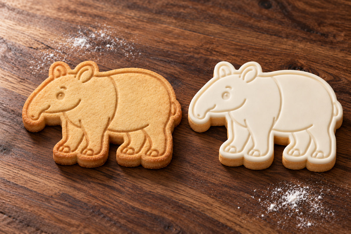 Tapir plain and white fondant cookie examples