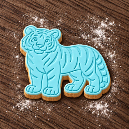 Tiger decorated fondant cookie