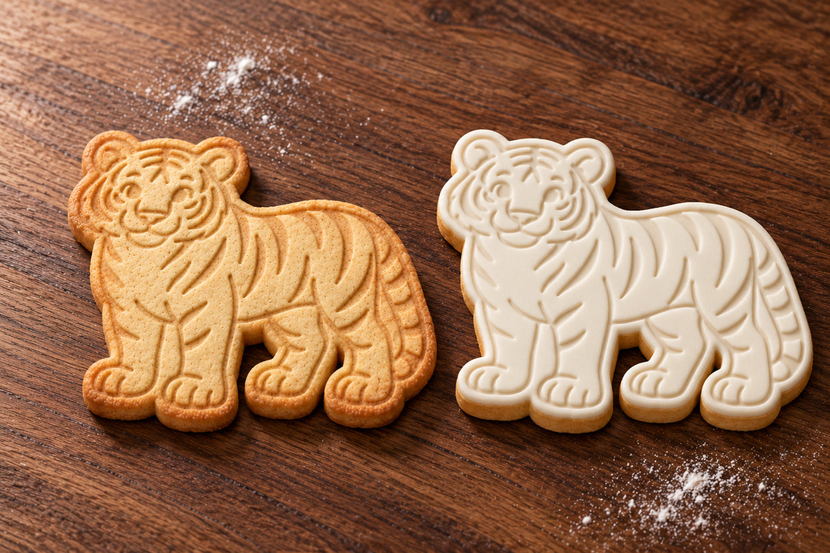 Tiger plain and white fondant cookie examples