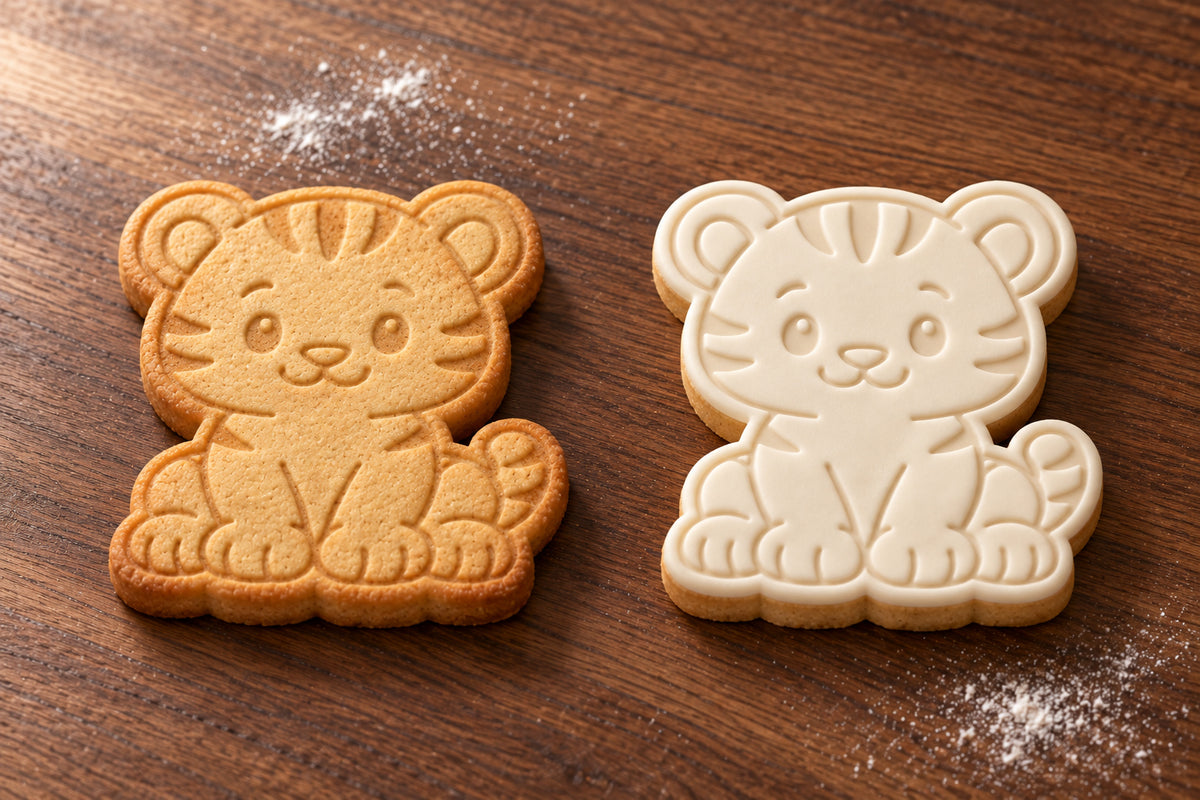 Tiger Cub plain and white fondant cookie examples
