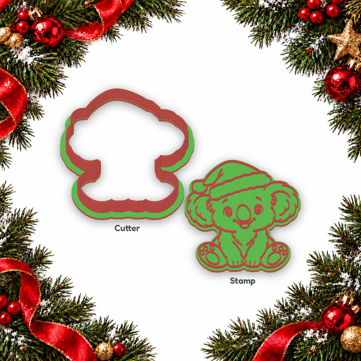 Koala in Santa Hat cookie cutter and embosser set - image 2