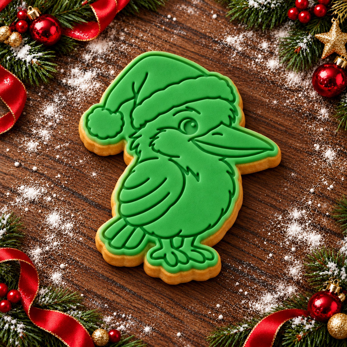 Kookaburra in Santa Hat cookie cutter and embosser set - image 1
