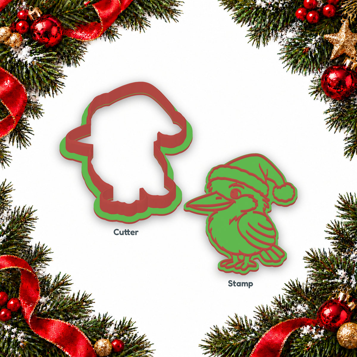 Kookaburra in Santa Hat cookie cutter and embosser set - image 2