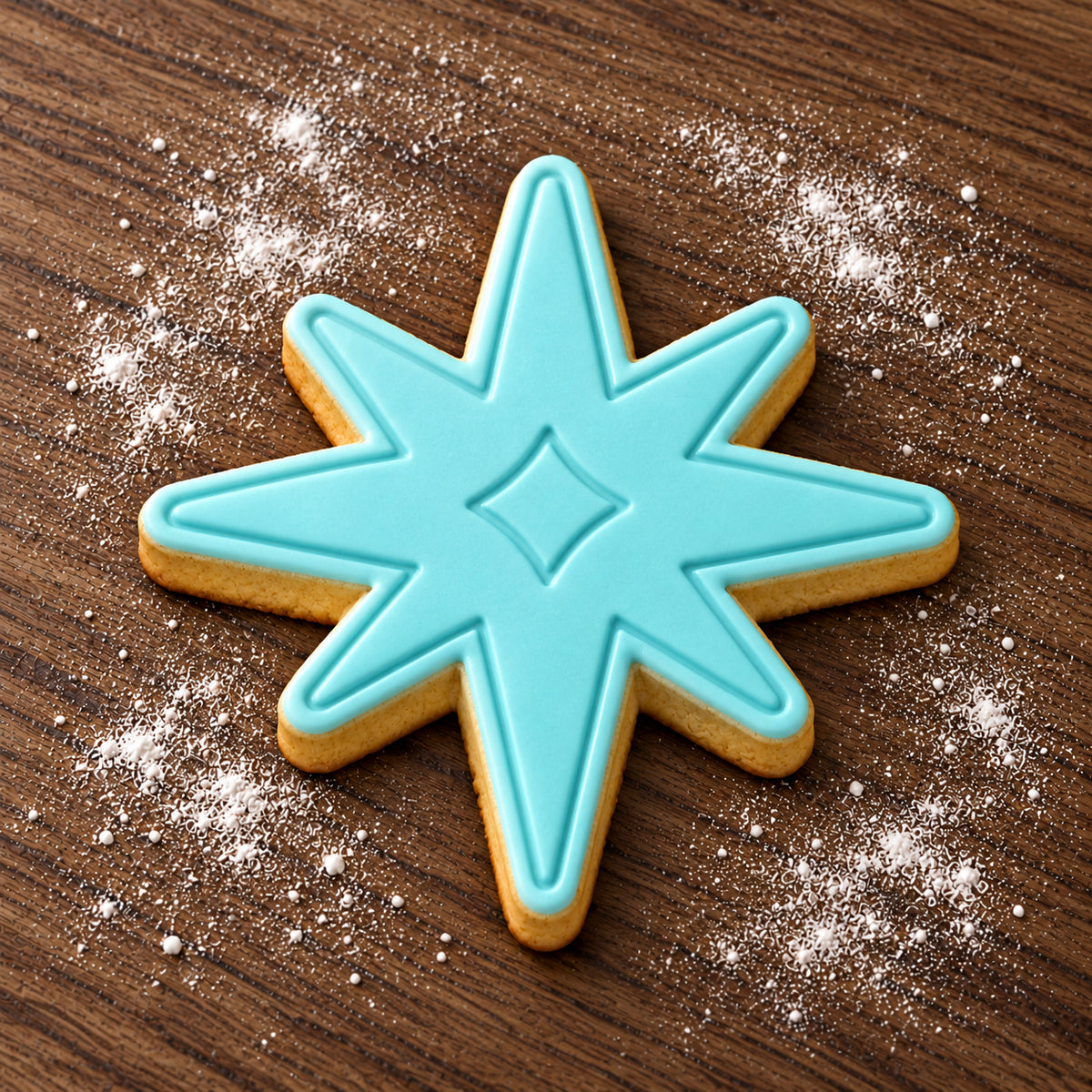 Bethlehem Star decorated fondant cookie