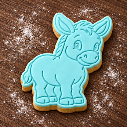 Donkey decorated fondant cookie