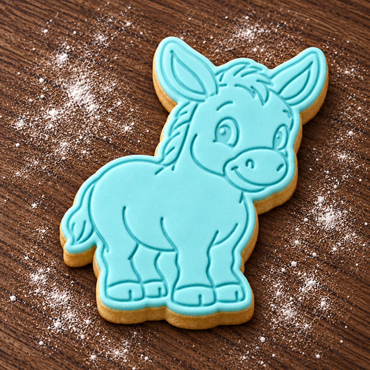 Donkey decorated fondant cookie
