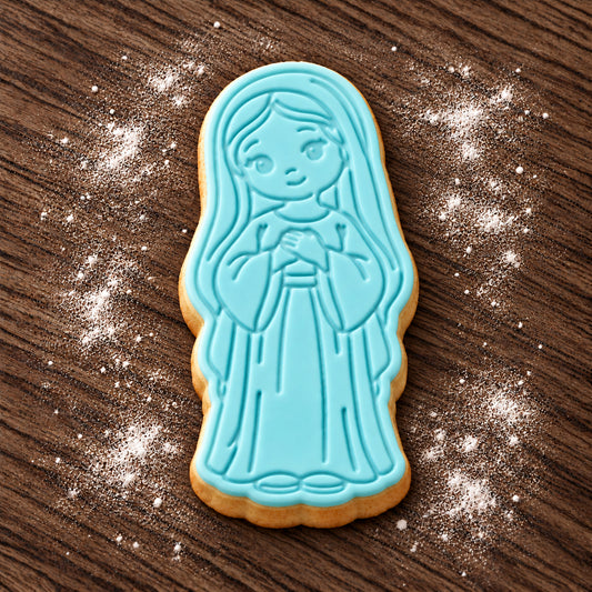 Mary decorated fondant cookie