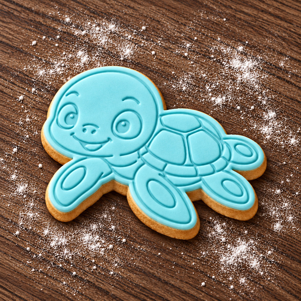 Baby Sea Turtle decorated fondant cookie