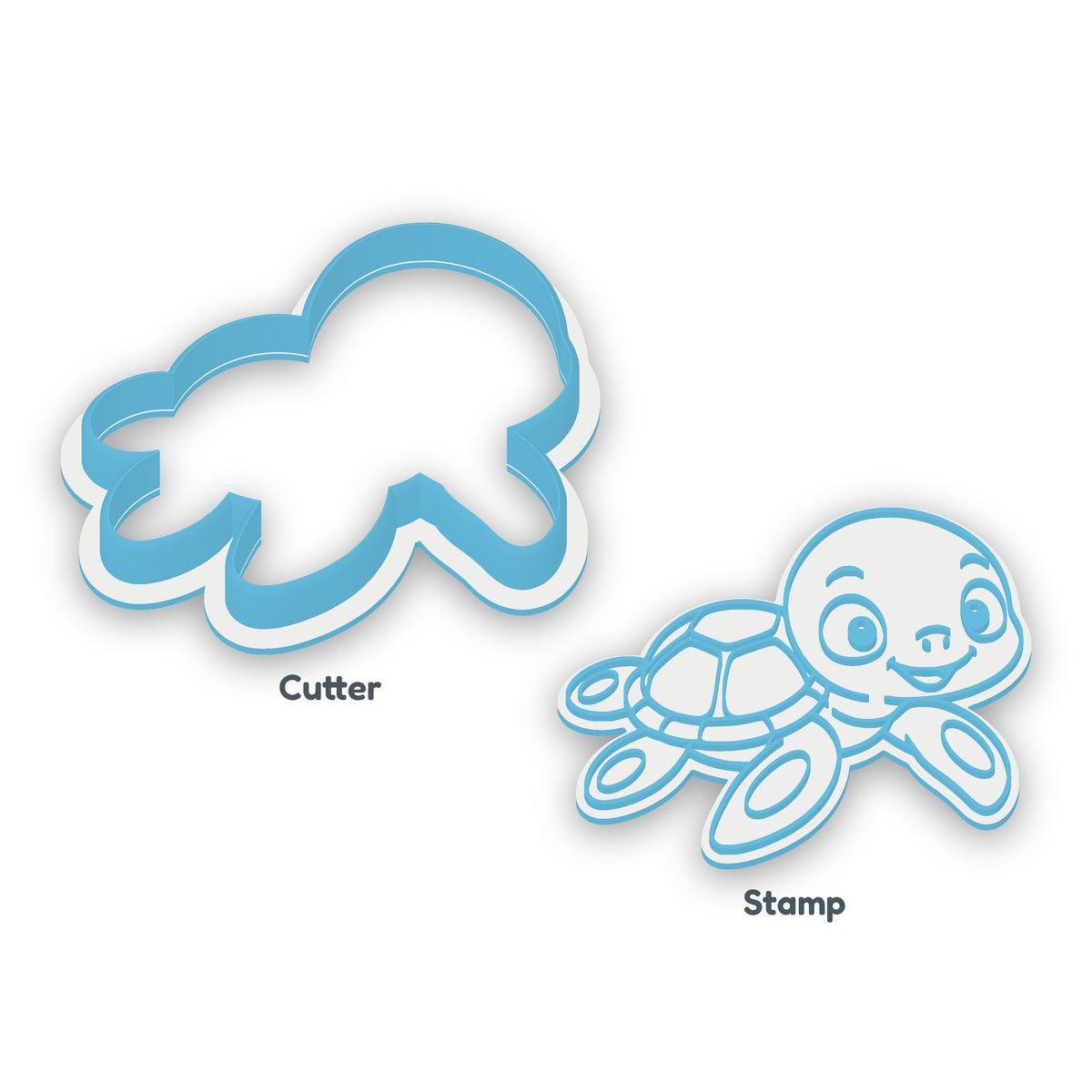 Baby Sea Turtle separate cookie cutter and matching embosser