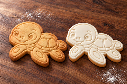 Baby Sea Turtle plain and white fondant cookie examples