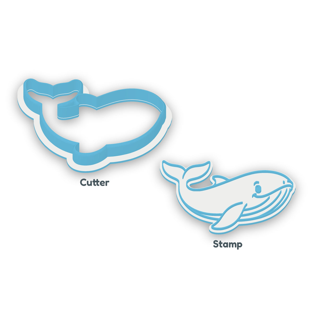 Blue Whale separate cookie cutter and matching embosser