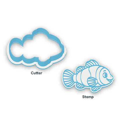 Clownfish separate cookie cutter and matching embosser