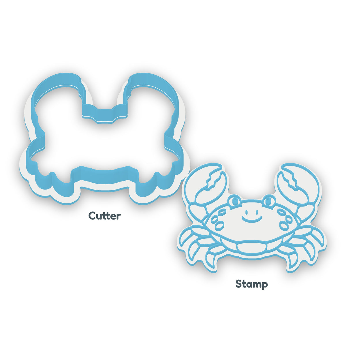 Crab separate cookie cutter and matching embosser