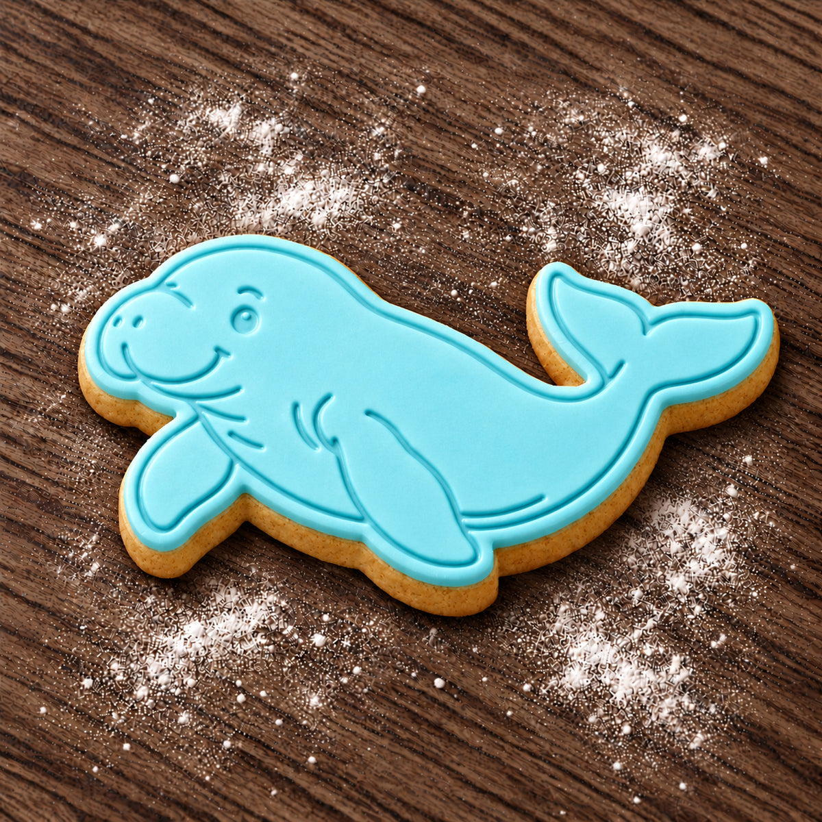 Dugong decorated fondant cookie