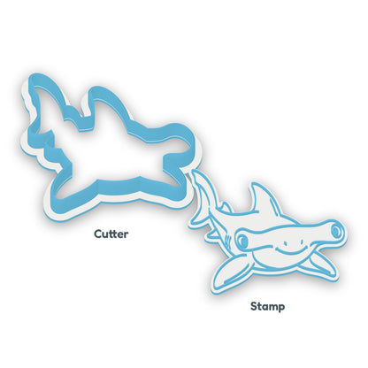 Hammerhead Shark separate cookie cutter and matching embosser