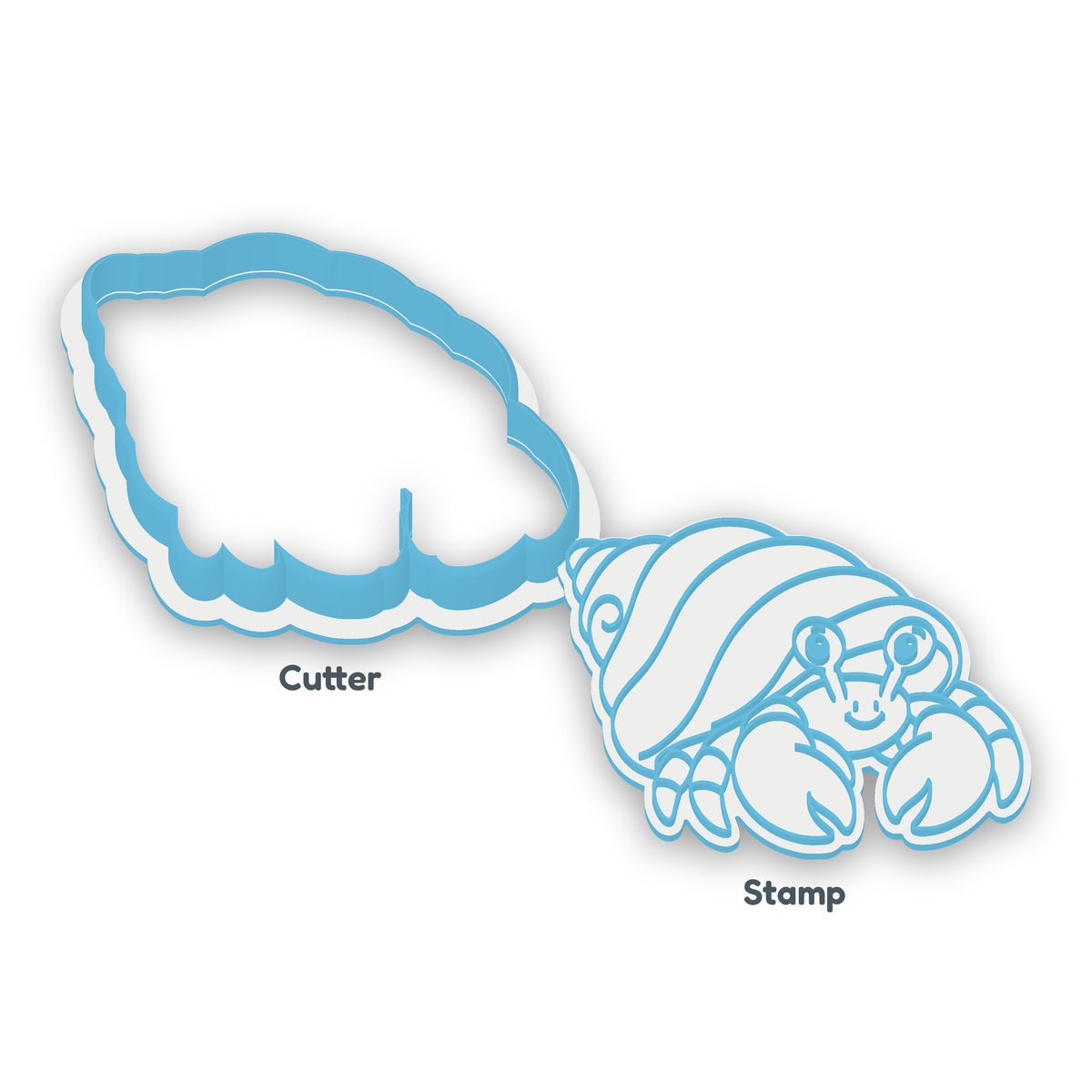Hermit Crab separate cookie cutter and matching embosser