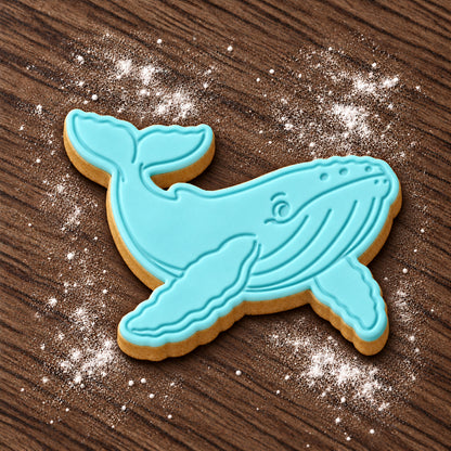 Humpback Whale decorated fondant cookie