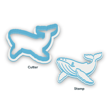 Humpback Whale separate cookie cutter and matching embosser