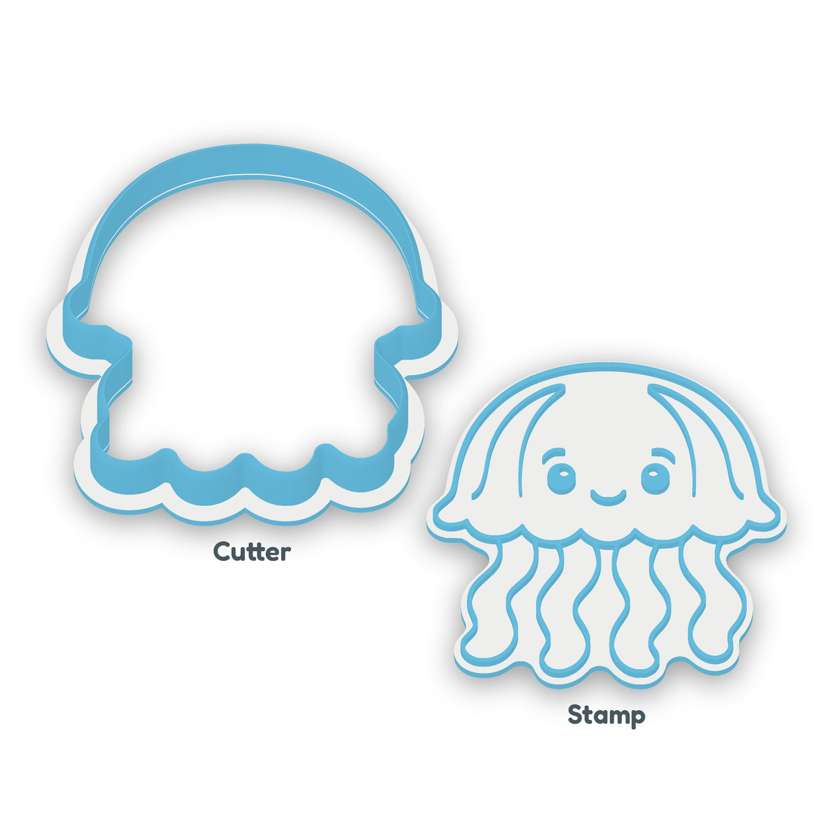 Jellyfish separate cookie cutter and matching embosser