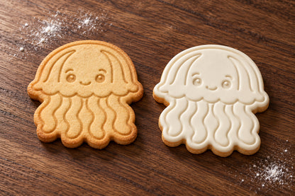 Jellyfish plain and white fondant cookie examples