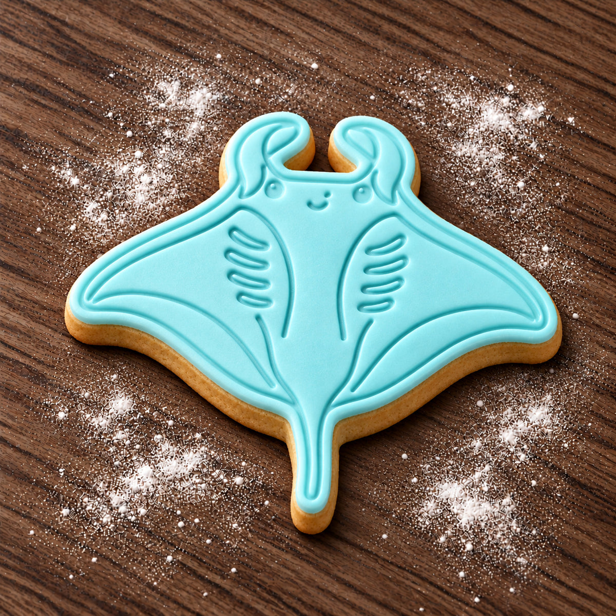 Manta Ray decorated fondant cookie