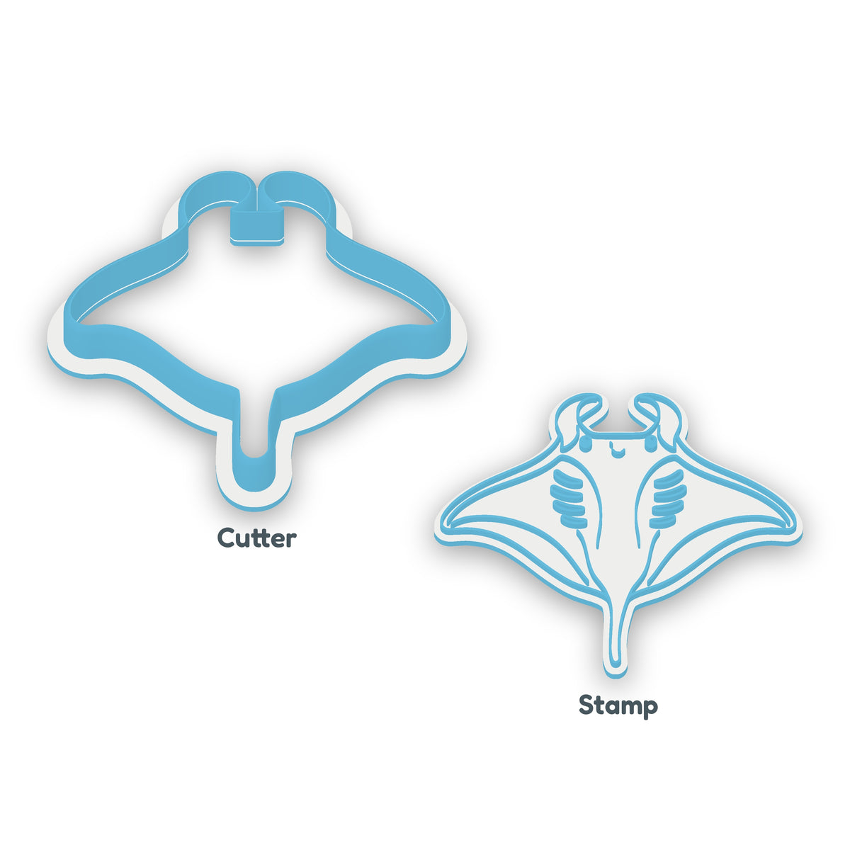 Manta Ray separate cookie cutter and matching embosser
