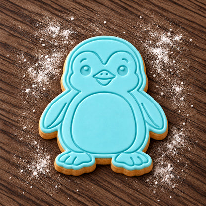 Penguin decorated fondant cookie
