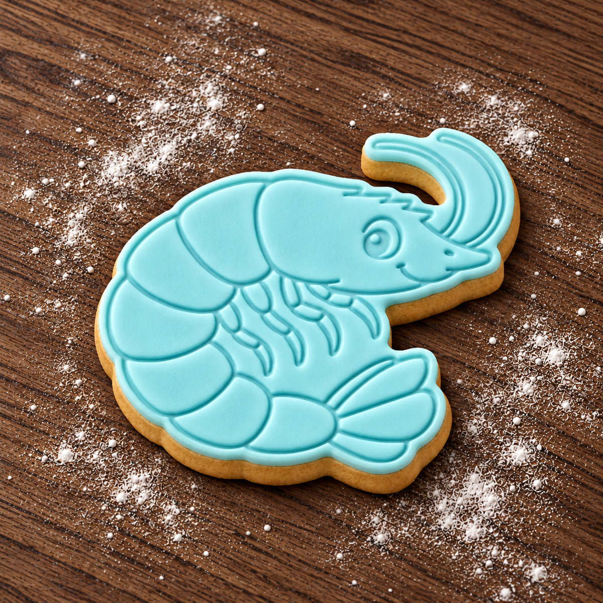 Prawn decorated fondant cookie