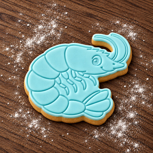 Prawn decorated fondant cookie