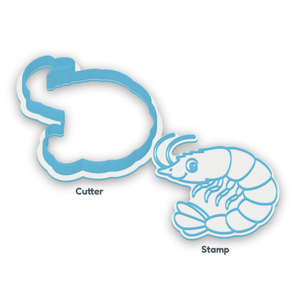 Prawn separate cookie cutter and matching embosser
