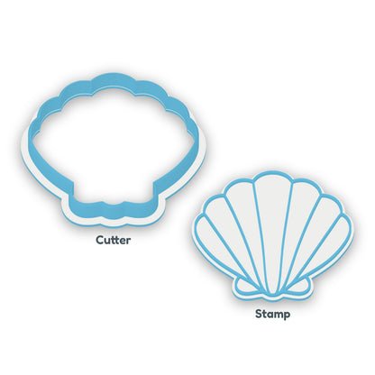 Scallop Shell separate cookie cutter and matching embosser