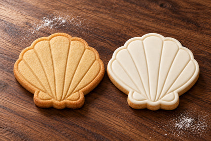 Scallop Shell plain and white fondant cookie examples