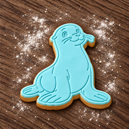 Sea Lion decorated fondant cookie