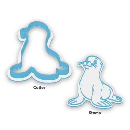 Sea Lion separate cookie cutter and matching embosser