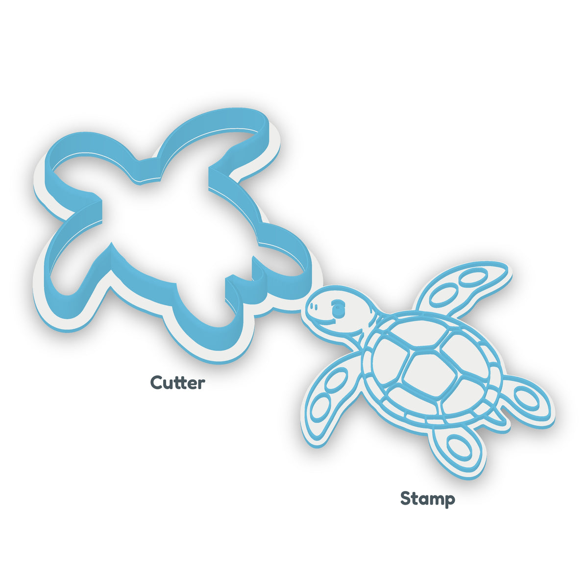 Sea Turtle separate cookie cutter and matching embosser