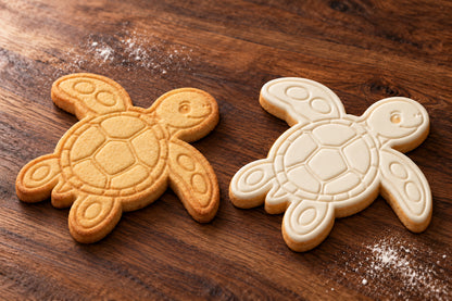 Sea Turtle plain and white fondant cookie examples