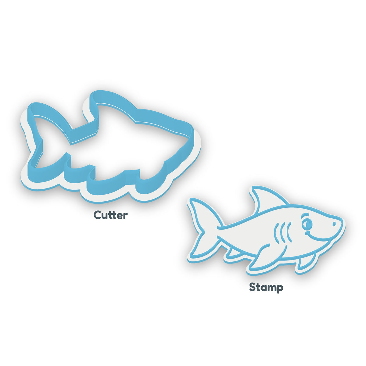 Shark separate cookie cutter and matching embosser