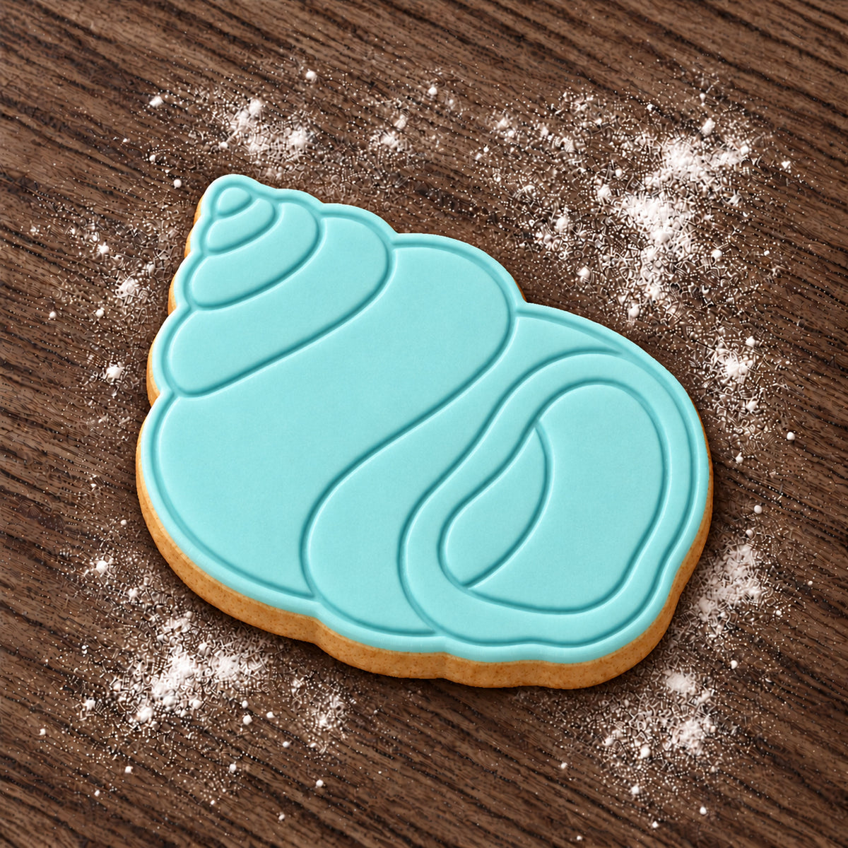 Spiral Shell decorated fondant cookie