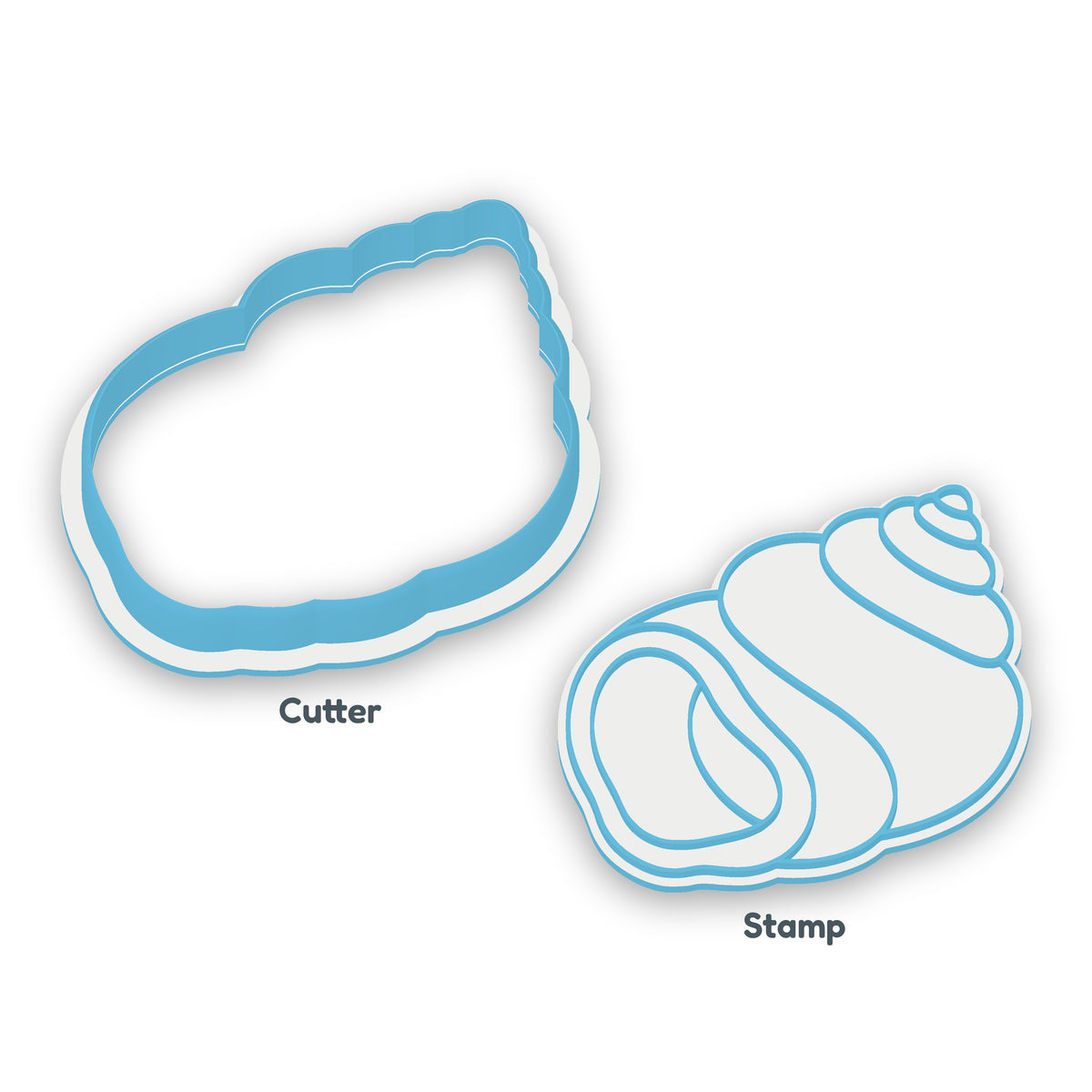 Spiral Shell separate cookie cutter and matching embosser